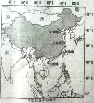 读中国位置和邻国图.完成下列各题.去年寒假.