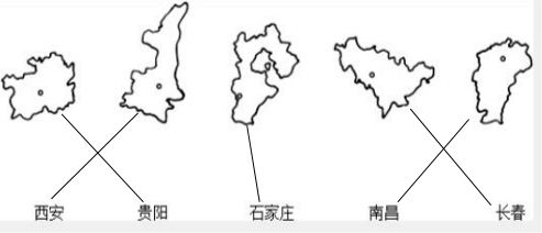 14将下列行政中心与其省级行政区轮廓图对应位置连线