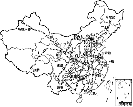 (3)兰州位于f包兰线,g陇海线,h兰新线相交处,它是甘肃省