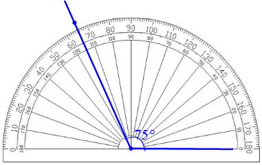 8用量角量画出12075的角