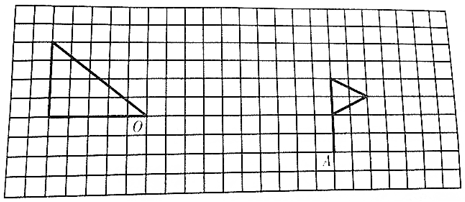 画出三角形绕点"o"顺时针旋转90度后的图形;画出小旗绕点"a"逆时针