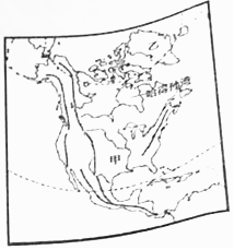 读北美洲地形简图 .回答下列问题.(1)图中甲是