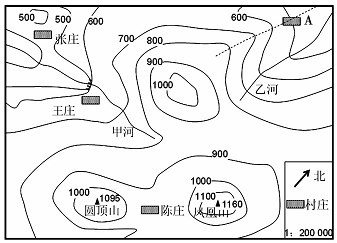 2.读等高线地图(有指向标),回答下列问题.