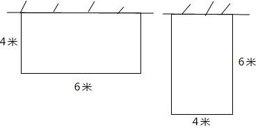 一块长方形菜地,长6米,宽4米,一面靠墙,其他三面围上竹篱笆,竹篱笆