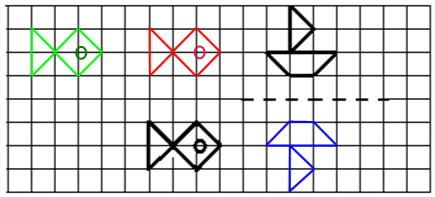 (2)画出小船的轴对称图形(图中蓝色部分): 点评 平移作图要注意:①