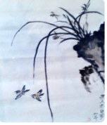 观察下面楚均亭画作《无人亦自芳,写一段解说文字,至少用上一个成语