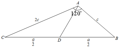 △ABC中.D是BC的中点.∠BAC=120°.