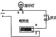 指示灯,电键,电热丝构成串联回路,接在电源上发现该电路有一个元件