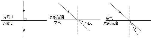 根据光的折射规律,画出折射光线的大概位置.