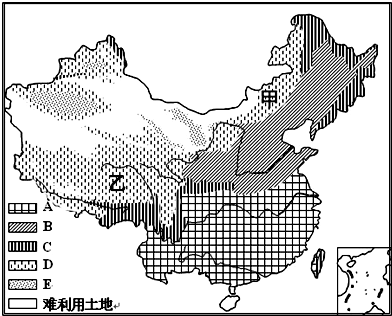 读我国土地资源分布图,回答问题.