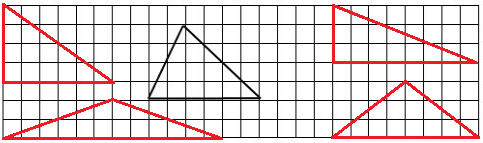 在方格纸上画出与给定三角形面积相等的4个形状不同的