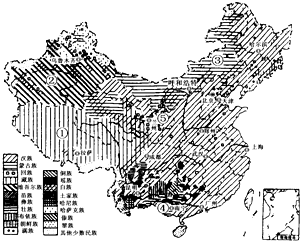 我国汉族遍及全国各地,主要集中在部和中部;少数民族主要分布在我国