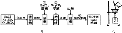 实验室里需要纯净的氯化钠固体,现有混有硫酸钠,碳酸氢铵的氯化钠.