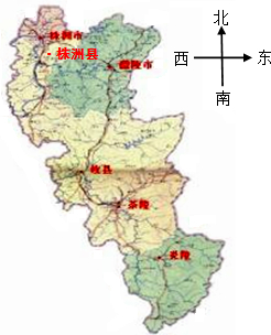 (2013•株洲)如图是株洲市的行政区域平面地图,下列关于方位的