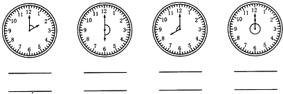下面各钟面上的时针和分针形成什么角?再写出