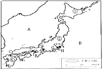 读日本工业分布图 .回答下列问题.(1)字母代表