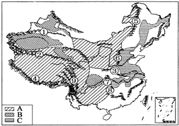 读我国地形剖面图 和中国地形分布空白图 回