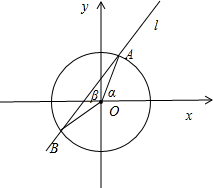 已知圆0:x2 y2=1和直线l:y=2x b交于a,b两点,若a,b分别在角α,β的