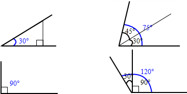 60°,45°,90°,因此可以利用三角板直接画出30°和90°的角,把它们