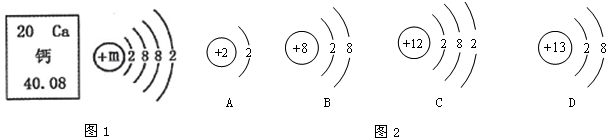 如图1是钙元素在元素周期表中的相关信息及钙原子结构示意图,请根据