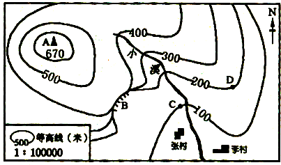 读某地等高线地形图,回答.