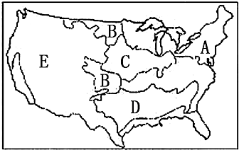 读"美国农业带"图,回答:填出图中字母代表的农业带名称