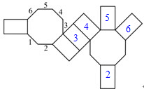 如图是一立体的展开图但是少了一片长方形问缺少的长方形应在1至6间那