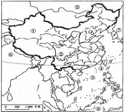 如图是中国空白政区图,读图回答下列问题