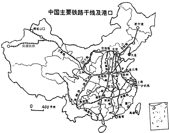 南北向铁路干线是( ) a.京包-包兰,陇海-兰新 b
