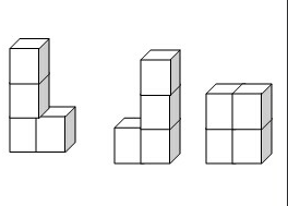 解:根据题干分析可得,则这个图形并列2列,即最下层是2个小正方体,则