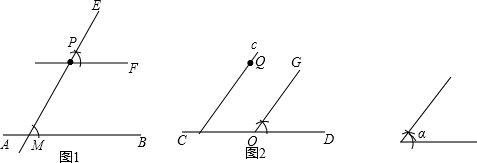 尺规作图:(1)已知直线ab和点p.如图1.过点p作直线ab的平行线.