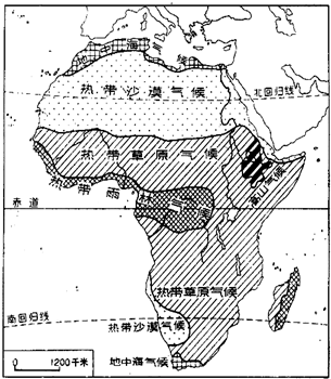 读非洲的气候类型和主要河流分布图,回答下列问题