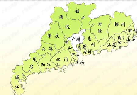 澳门,广西,湖南,江西和福建接壤,与海南隔海相望,划分为珠三角,粤东