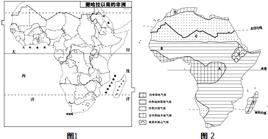 读撒哈拉以南非洲图和非洲气候类型分布图,回答下列问题.