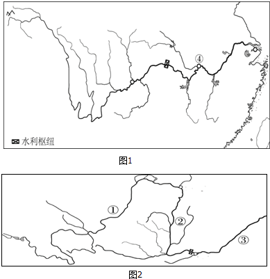 21(本题10分)读长江和黄河水系示意图,完成下列问题