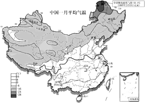 读朝鲜半岛一月平均气温等值线图.完成下列问