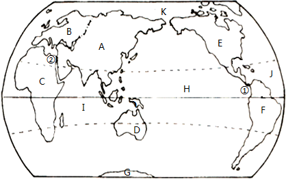 读七大洲,四大洋分布图,完成下列题目图片