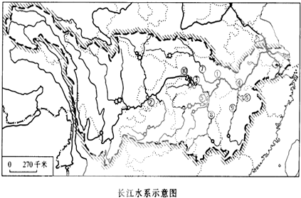 2,读图:在长江水系图上读出下列内容(共13分)