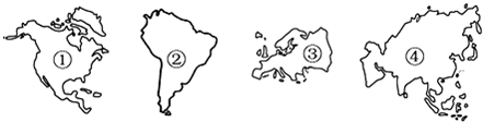 (2015乐陵市校级模拟)读大洲轮廓图,濒临大西洋和北冰洋的大洲是(  )