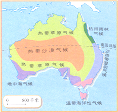 澳大利亚畜牧业发达.早在19世纪中叶就被誉为“骑在羊背上的国家 .根据图分析.澳大利亚牧牛带和牧羊带的气候类型主要是( )A.热带雨林气候B.热带草原气候C.亚热带湿润气候D.地中海气候