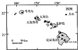 读夏威夷群岛的位置和火山分布图 及相关资料