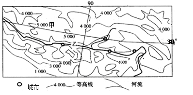 (8分)读某地区等高线水系分布图,完成下列各题.