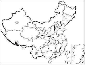 读中国政区图.回答下列问题. (1)图中A 山脉名称