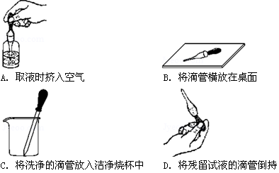 下列滴管使用或放置图示正确的是(   )