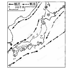 读日本图.回答问题:(1)日本有四大岛的名称.其中