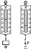 如图所示甲乙都是准确的弹簧测力计小宝用甲正在测定质量为220g物体的