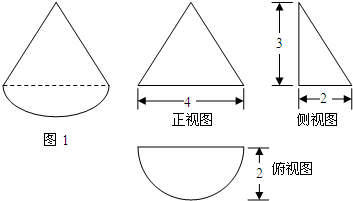 某个锥体(图1)的三视图如图所示,根据图中标出的尺寸,这个锥体的侧