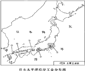 图是日本太平洋沿岸工业分布图.读图后回答: