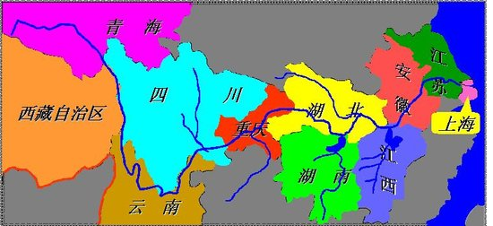 下图是长江干流流经的省级行政区域示意图.读