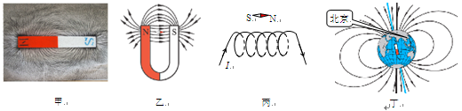 乙图中,u形磁铁周围的磁感线在靠近磁极处分布的比较密 c.